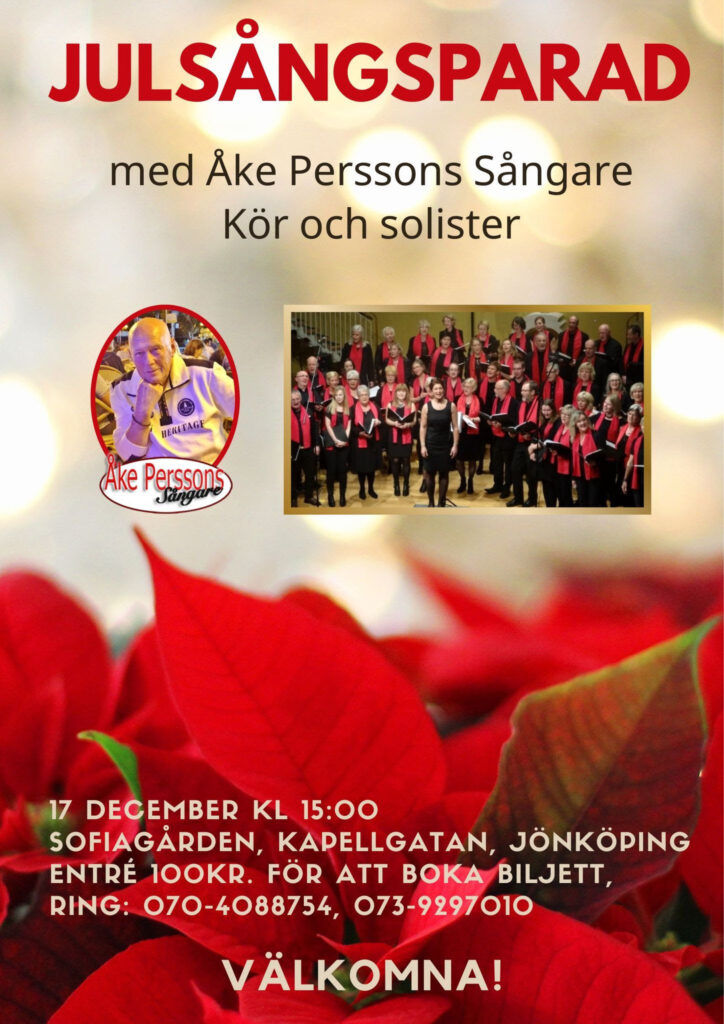 Julsångsparad lördag 17 december i Sofiagården, Jönköping
