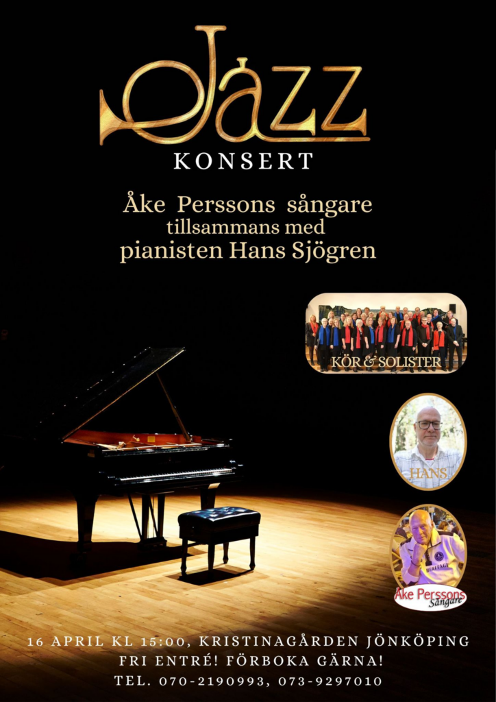 Jazzkonsert söndagen 16 april kl. 15.00 i Kristinagården, Jönköping