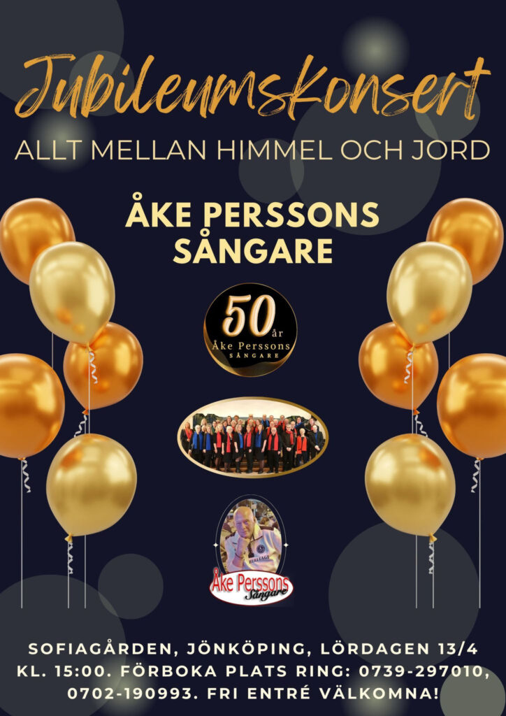 Jubileumskonsert lördag 13 april kl. 15.00 i Sofiagården, Jönköping
