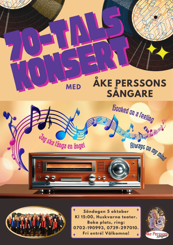 70-tals konsert söndag 5 oktober kl. 15.00 i Huskvarna Teater